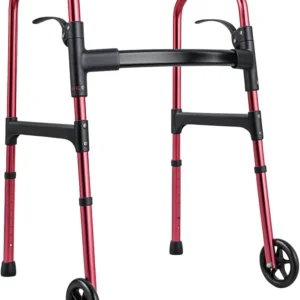 Andadera ortopédica de aluminio y ruedas de 5" plegable con un solo botón y doble manija