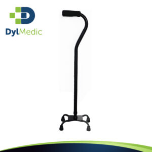 Bastón de base pequeña cuádruple y agarre de espuma